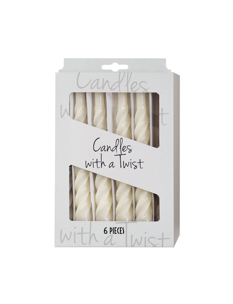 Snoede lys fra Candles with a twist, Creme, Pakke m/6.