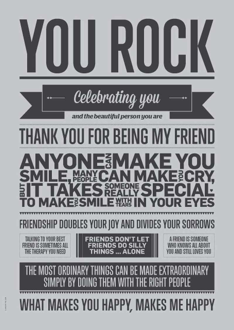 You Rock fra I Love My Type, Grey, A3