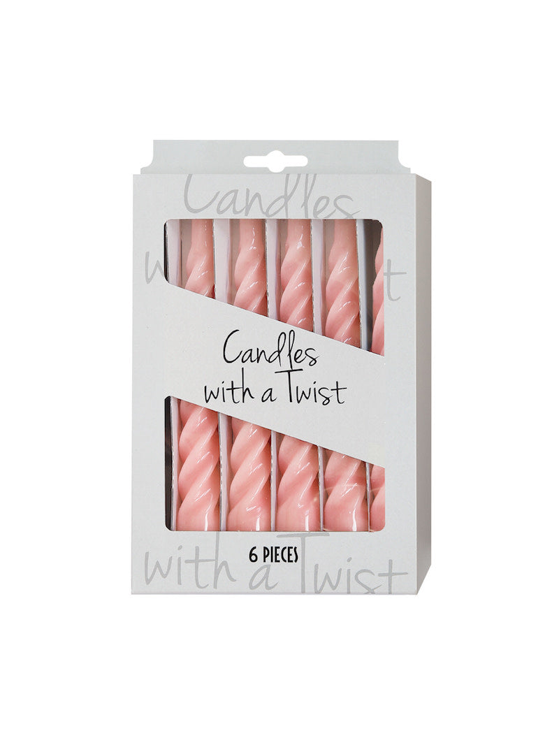 Snoede lys fra Candles with a Twist, Sart Rosa, Pakke m/6