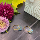 Flora øreringe - Scherning - Aquamarine/Gold