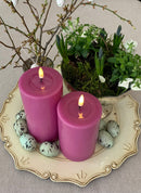 Real Flame LED Lys  - Deluxe Homeart - Magenta - Bloklys 7,5x12,5 cm