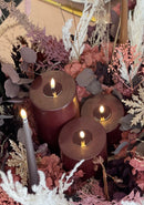 Real Flame LED Lys  - Deluxe Homeart - Mørk Bourgogne - Bloklys 5x10 cm